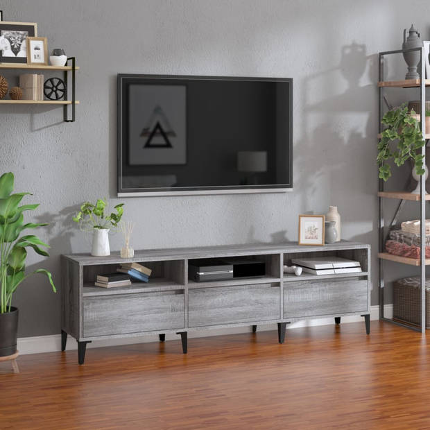 The Living Store Tv-kast Industrial - Grijs Sonoma Eiken - 150 x 30 x 44.5 cm - Opbergruimte