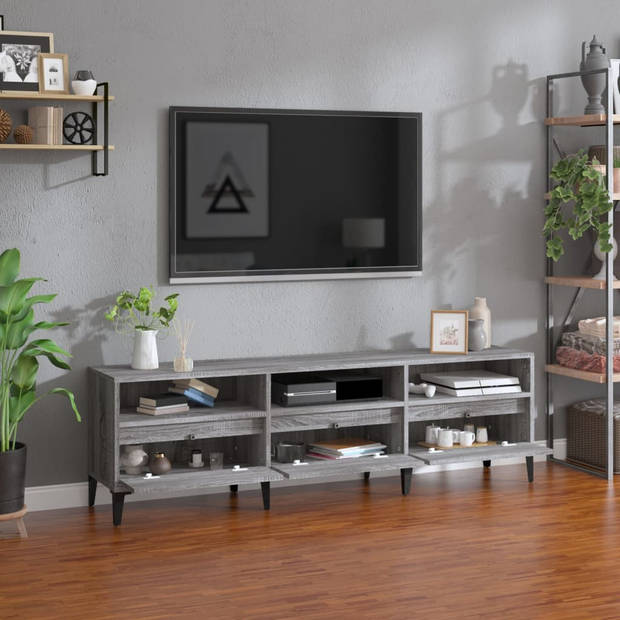 The Living Store Tv-kast Industrial - Grijs Sonoma Eiken - 150 x 30 x 44.5 cm - Opbergruimte
