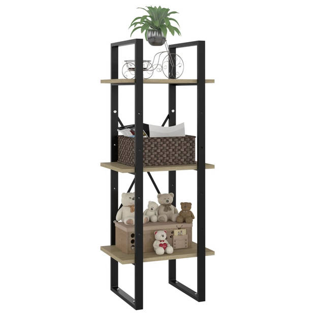 The Living Store Boekenkast Industrieel - 40 x 30 x 105 cm - Sonoma Eiken