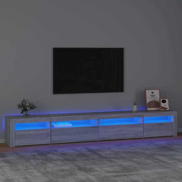 The Living Store TV-meubel - LED-verlichting - Grijs sonoma eiken - Afmetingen- 270 x 35 x 40 cm - Materiaal- Bewerkt