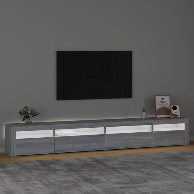 The Living Store TV-meubel - LED-verlichting - Grijs sonoma eiken - Afmetingen- 270 x 35 x 40 cm - Materiaal- Bewerkt