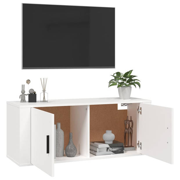 The Living Store Televisiewandmeubel - Klassiek - TV-kast - 100x34.5x40 cm - Wit