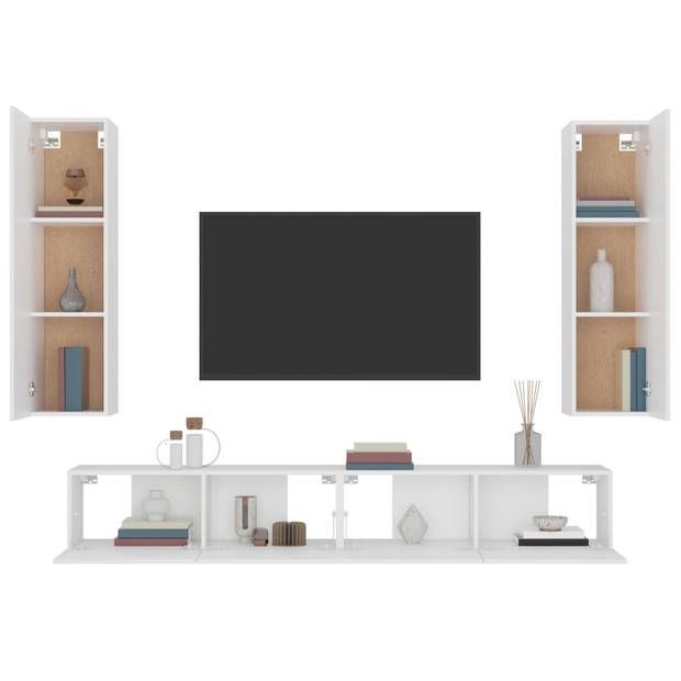 The Living Store Tv-meubelset Classic - 2x 100x30x30 cm - 2x 30.5x30x110 cm - wit