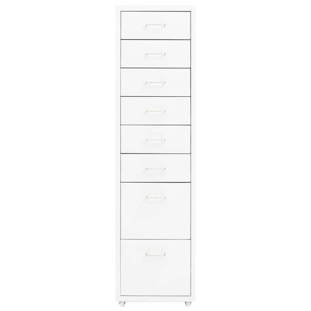 The Living Store Archiefkast 8 lades - 28x41x109 cm - Metaal - Wit