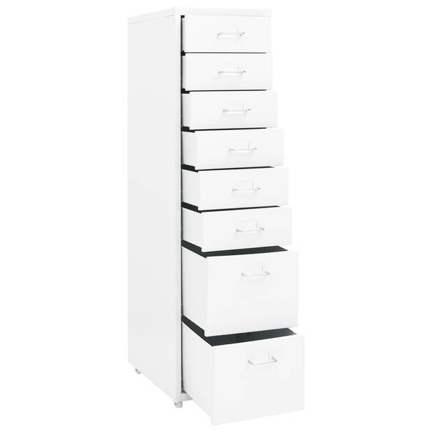 The Living Store Archiefkast 8 lades - 28x41x109 cm - Metaal - Wit