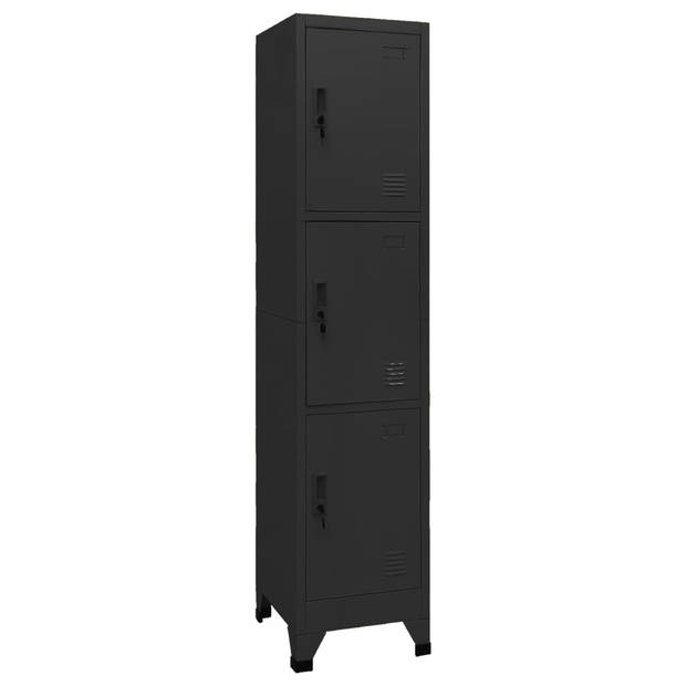 The Living Store Lockerkast A - Lockerkast - 38x45x180 cm - Zwart