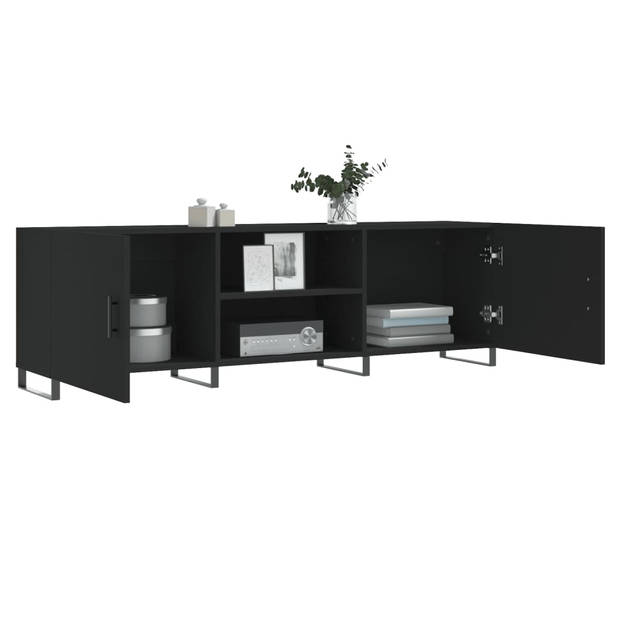 The Living Store TV-meubel - Trendy - TV-kast - Afmetingen- 150 x 30 x 50 cm - Kleur- Zwart - Materiaal- Bewerkt hout