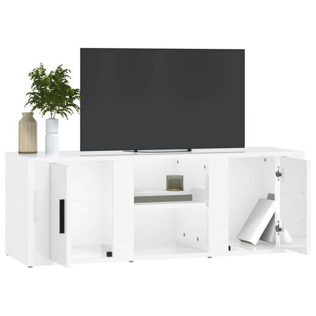 The Living Store TV-meubel - Hoogglans wit - 100 x 31.5 x 35 cm - Stevig materiaal