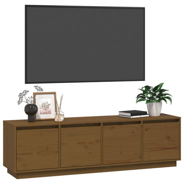 The Living Store TV-meubel - Grenenhout - 156 x 37 x 45 cm - Honingbruin