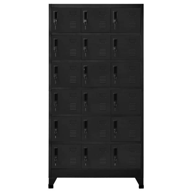 The Living Store Lockerkast - Staal - 90 x 40 x 180 cm - 18 afsluitbare deuren