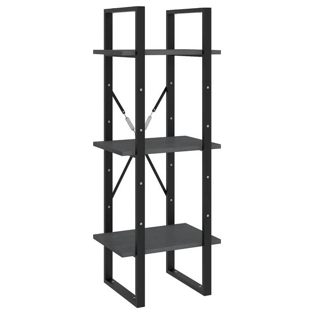 The Living Store Boekenkast Industrieel - Grijs 40 x 30 x 105 cm - Massief grenenhout