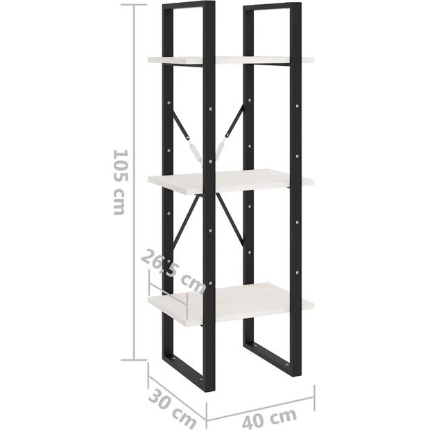 The Living Store Industriële Boekenkast - 40 x 30 x 105 cm - Wit