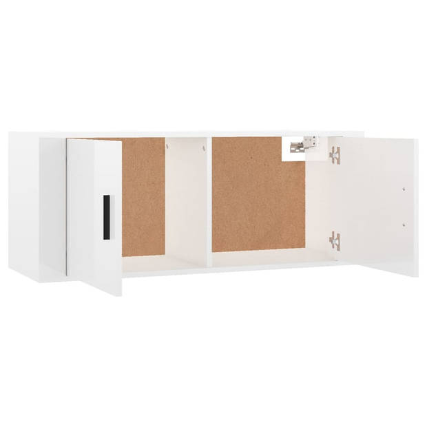 The Living Store TV wandmeubel - Hoogglans wit - 100 x 34.5 x 40 cm (B x D x H) - 2 stuks