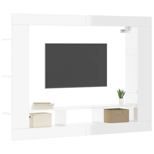 The Living Store Zwevend TV-meubel - Trendy - TV-meubel - 152x22x113 cm - Hoogglans wit