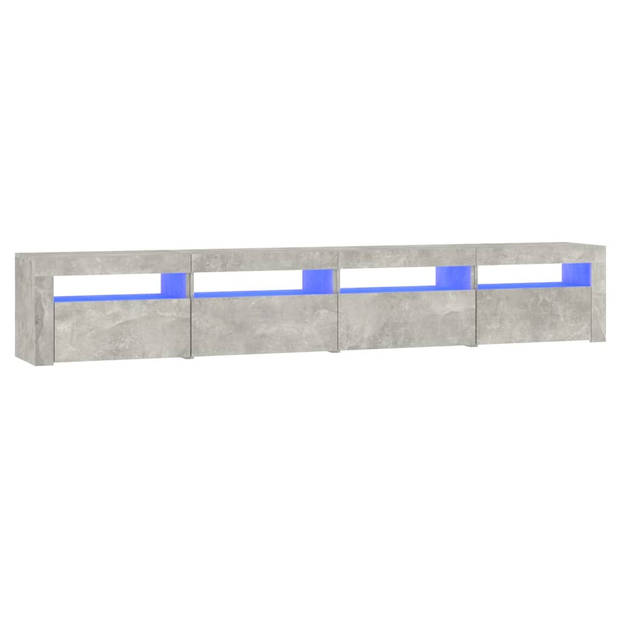 The Living Store TV-meubel - Betongrijs - 240 x 35 x 40 cm - Met RGB LED-verlichting