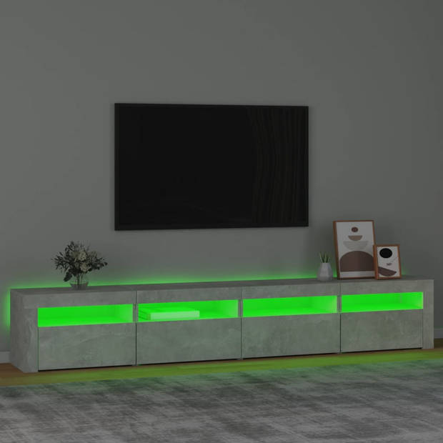 The Living Store TV-meubel - Betongrijs - 240 x 35 x 40 cm - Met RGB LED-verlichting