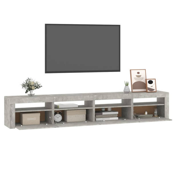 The Living Store TV-meubel - Betongrijs - 240 x 35 x 40 cm - Met RGB LED-verlichting