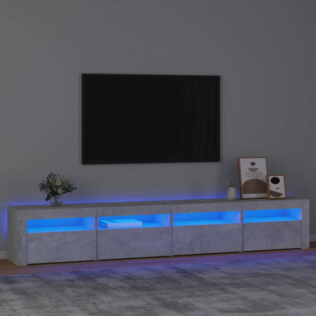 The Living Store TV-meubel - Betongrijs - 240 x 35 x 40 cm - Met RGB LED-verlichting
