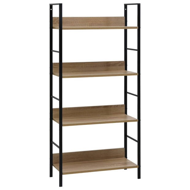 The Living Store Boekenkast 4-laags - 60 x 27.6 x 124.5 cm - Eiken/Zwart