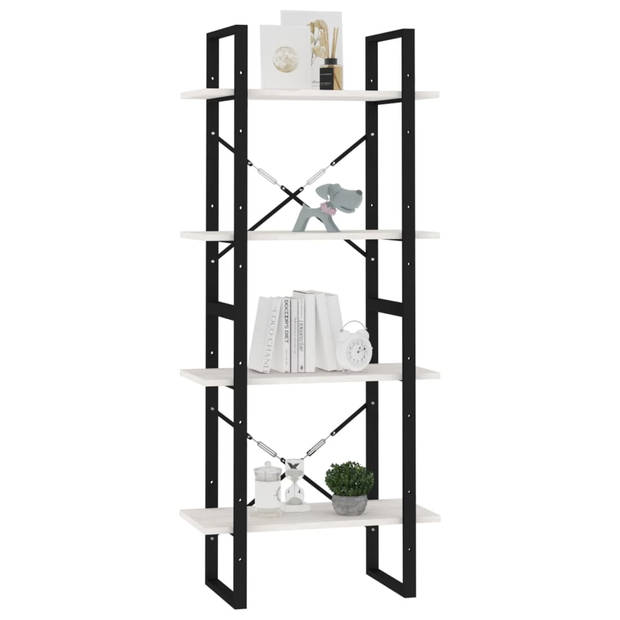 The Living Store Boekenkast Industrial - Wit - 60 x 30 x 140 cm - Massief grenenhout