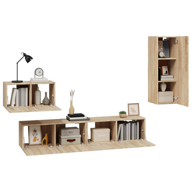 The Living Store Televisiekastsets - Sonoma Eiken - 80x30x30 cm - 60x30x30 cm - 30.5x30x90 cm