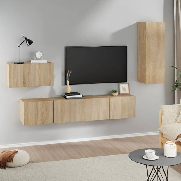 The Living Store Televisiekastsets - Sonoma Eiken - 80x30x30 cm - 60x30x30 cm - 30.5x30x90 cm