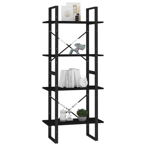 The Living Store Boekenkast Industrieel - 60 x 30 x 140 cm - Zwart