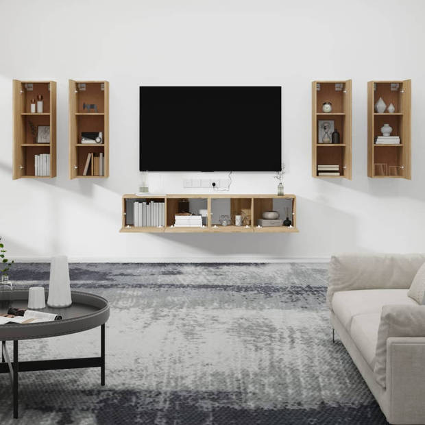 The Living Store - Televisiekastenset - Sonoma eiken - 80x30x30 cm - 30.5x30x90 cm