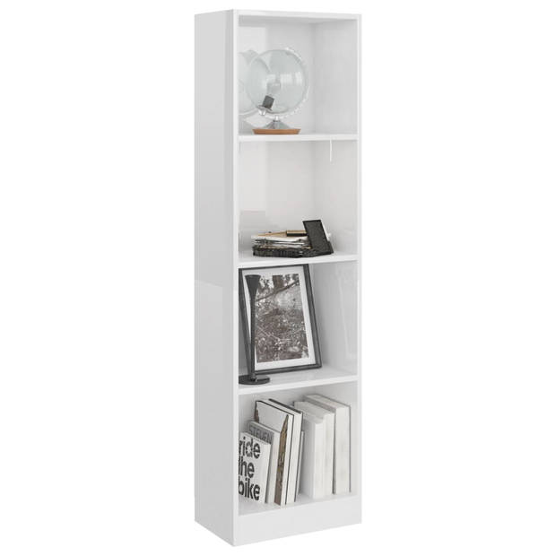 The Living Store Boekenkast - Hoge boekenkast - Hoogglans wit - 40 x 24 x 142 cm