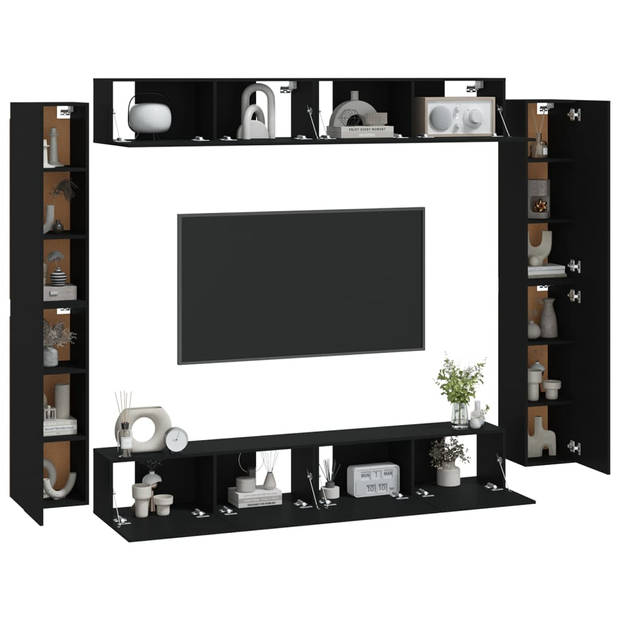 The Living Store Televisiemeubel Set - Zwart - 100 x 30 x 30 cm - 30.5 x 30 x 90 cm