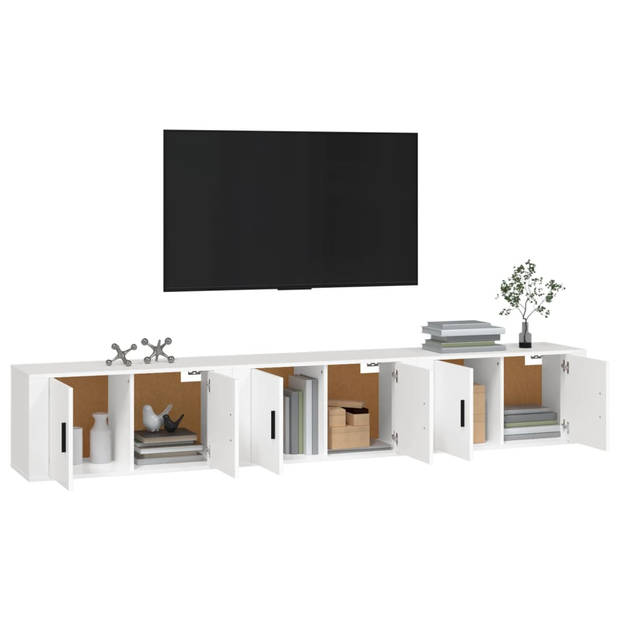 The Living Store TV-wandmeubel - wit - 80 x 34.5 x 40 cm - Bewerkt hout