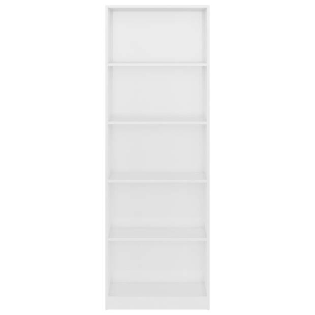 The Living Store Boekenkast Hoogglans Wit - 60x24x175 cm - 5 schappen