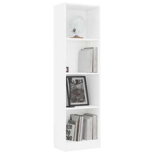 The Living Store Boekenkast - 40x24x142 cm - Wit Bewerkt hout