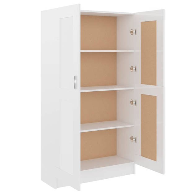 The Living Store Boekenkast - Hoogglans wit - 82.5 x 30.5 x 150 cm - Bewerkt hout en MDF