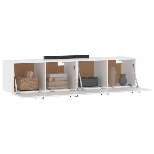 The Living Store Wandkast - Hangkast - 60 x 36.5 x 35 cm - Wit - Bewerkt hout