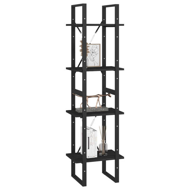 The Living Store Boekenkast Industrieel - 40 x 30 x 140 cm - Zwart+Grenenhout