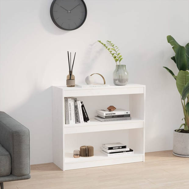 vidaXL Boekenkast/kamerscherm 80x30x71,5 cm massief grenenhout wit