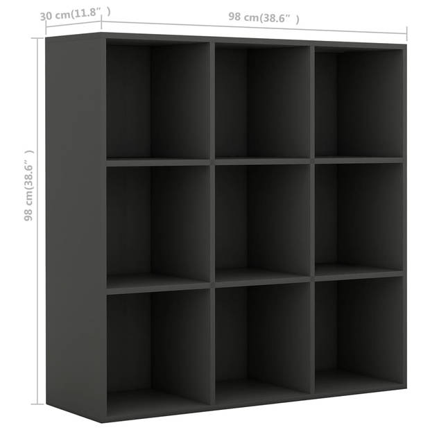 The Living Store Boekenkast - Spaanplaat - 98 x 30 x 98 cm - 9 vakken