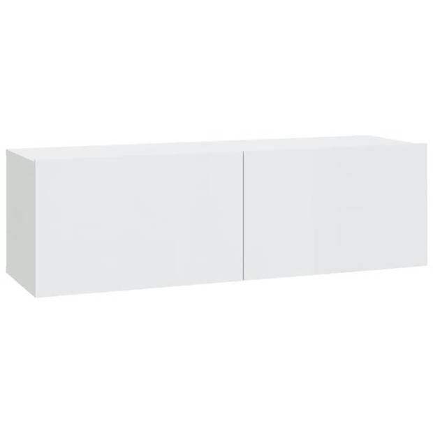 The Living Store TV-meubelset - Klassiek - wandgemonteerd - Hoogglans wit - 80x30x30cm / 100x30x30cm / 30.5x30x30cm