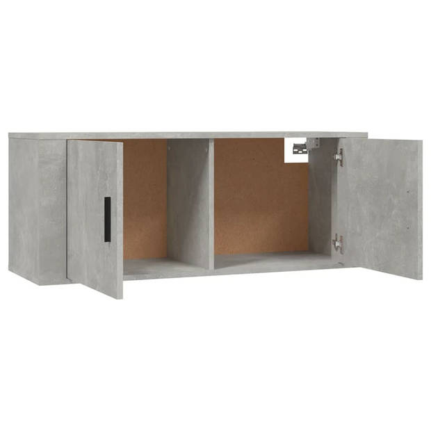 The Living Store TV-Kast Betongrijs 100x34.5x40 cm - Wandgemonteerd - Bewerkt Hout