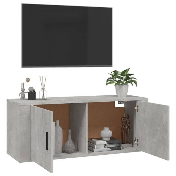 The Living Store TV-Kast Betongrijs 100x34.5x40 cm - Wandgemonteerd - Bewerkt Hout