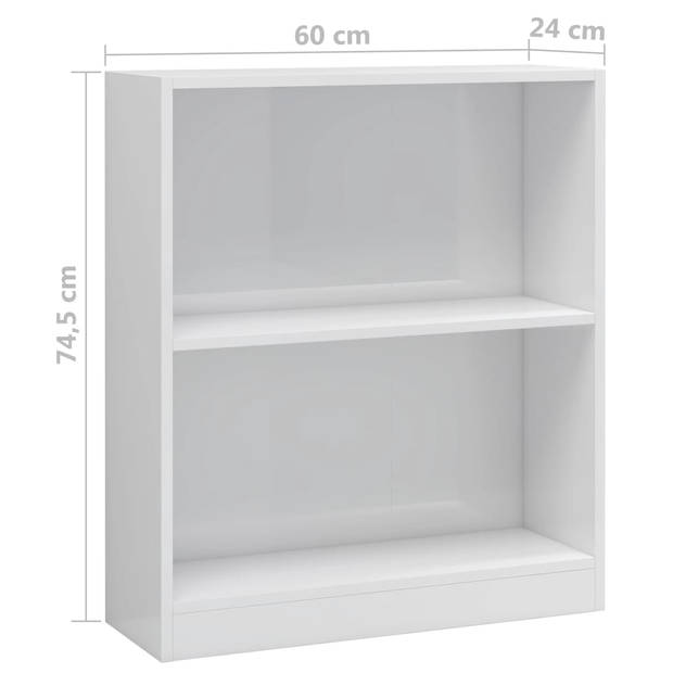The Living Store Boekenkast - Compact - 60 x 24 x 74.5 cm - Hoogglans wit