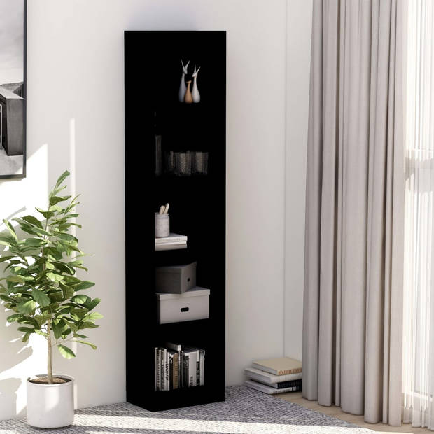 The Living Store Boekenkast Classic - 40 x 24 x 175 cm - Zwart