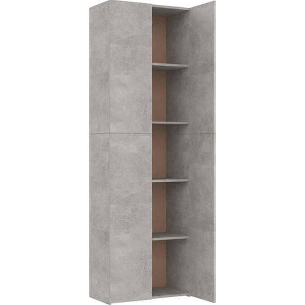 The Living Store Opbergkast - Betongrijs - 60 x 32 x 190 cm - 5 schappen - 2 deuren