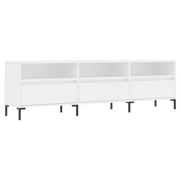 The Living Store TV-meubel Bewerkt Hout - 150 x 30 x 44.5 cm - Wit