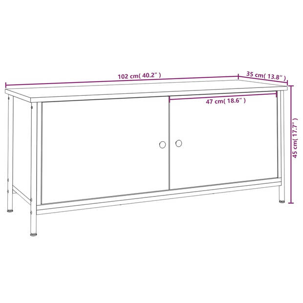 vidaXL Tv-meubel 102x35x45 cm bewerkt hout gerookt eikenkleurig