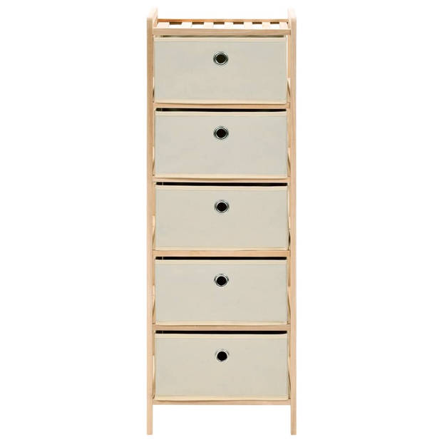 The Living Store Opslagmeubel - Opbergrek met 5 Manden - 32 x 26 x 93 cm - Beige