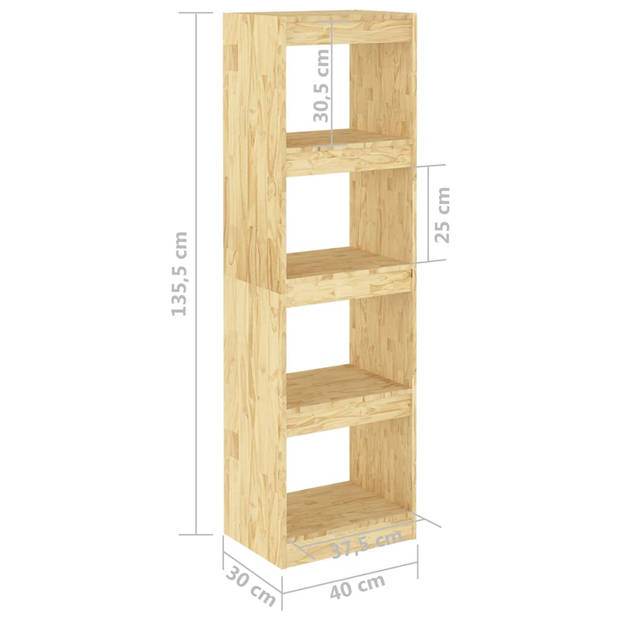 The Living Store Boekenkast/kamerscherm 40x30x135-5 cm grenenhout - Kast