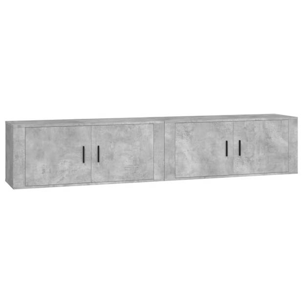 The Living Store TV-wandmeubel Betongrijs 100x34.5x40 cm ? Strak design - duurzaam hout - voldoende opbergruimte