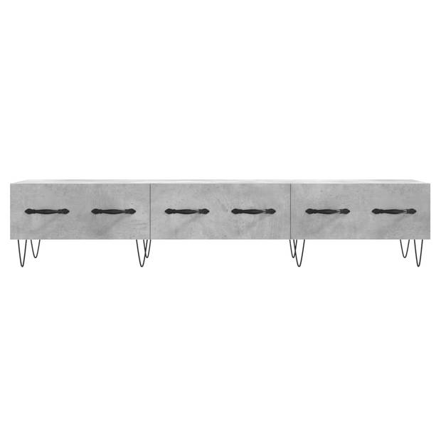 The Living Store TV-meubel - betongrijs - 150 x 36 x 30 cm - 3 lades - bewerkt hout en ijzer